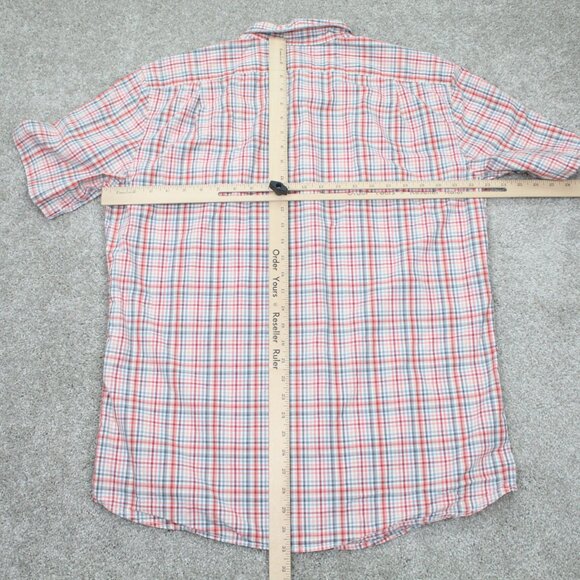 Eddie Bauer Shirt Mens Large Red/White/Gray Plaid Classic Fit 100% Cotton S/S - Picture 10 of 12